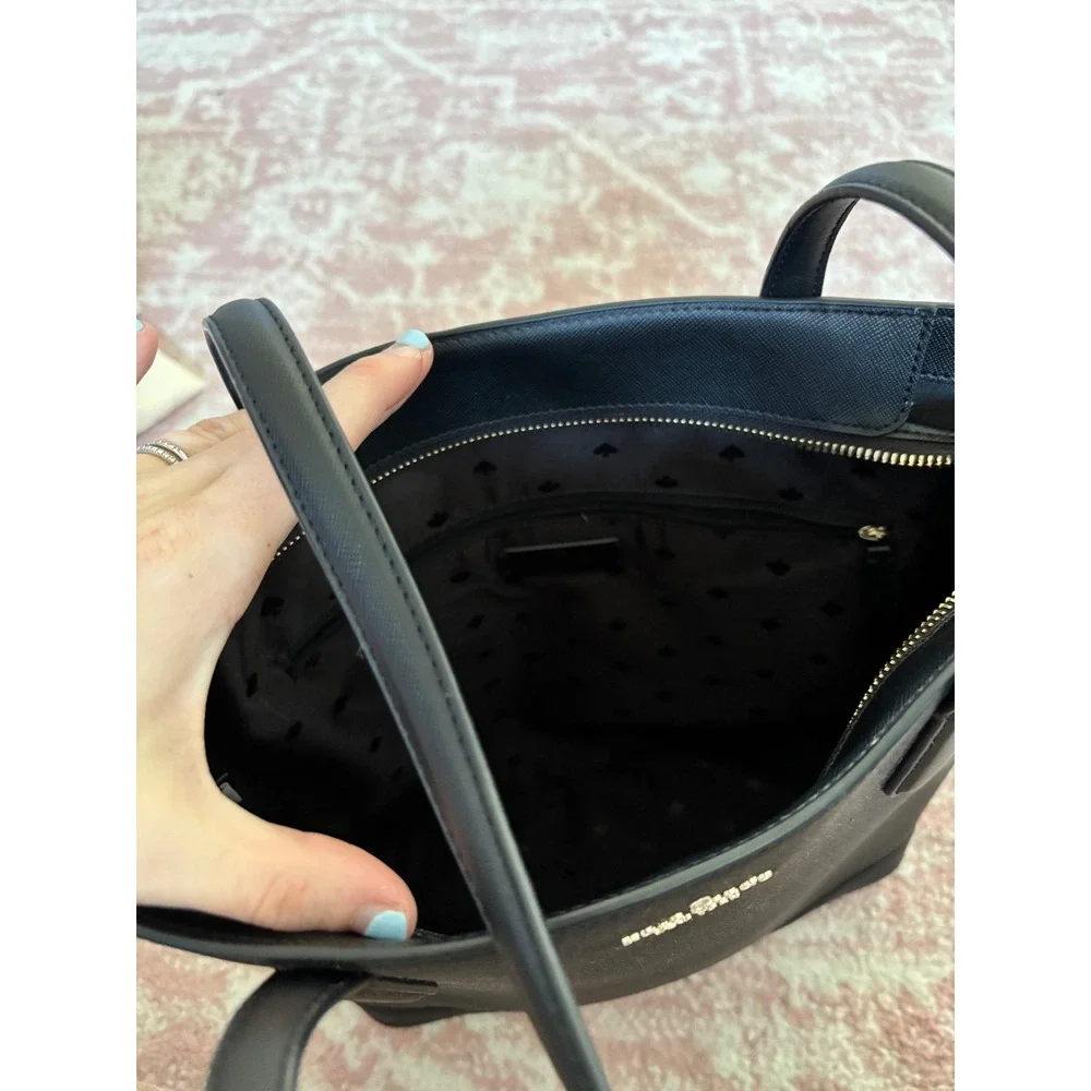 Kate Spade New York Black Saffiano Leather Tote Bag Shoulder Purse WKRU7098 - Picture 5 of 5